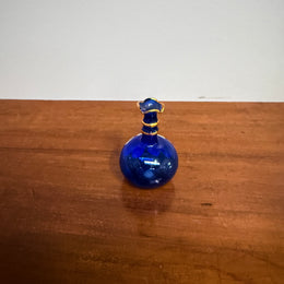 Miniature Blue Venetian Hand Painted Glass Vase