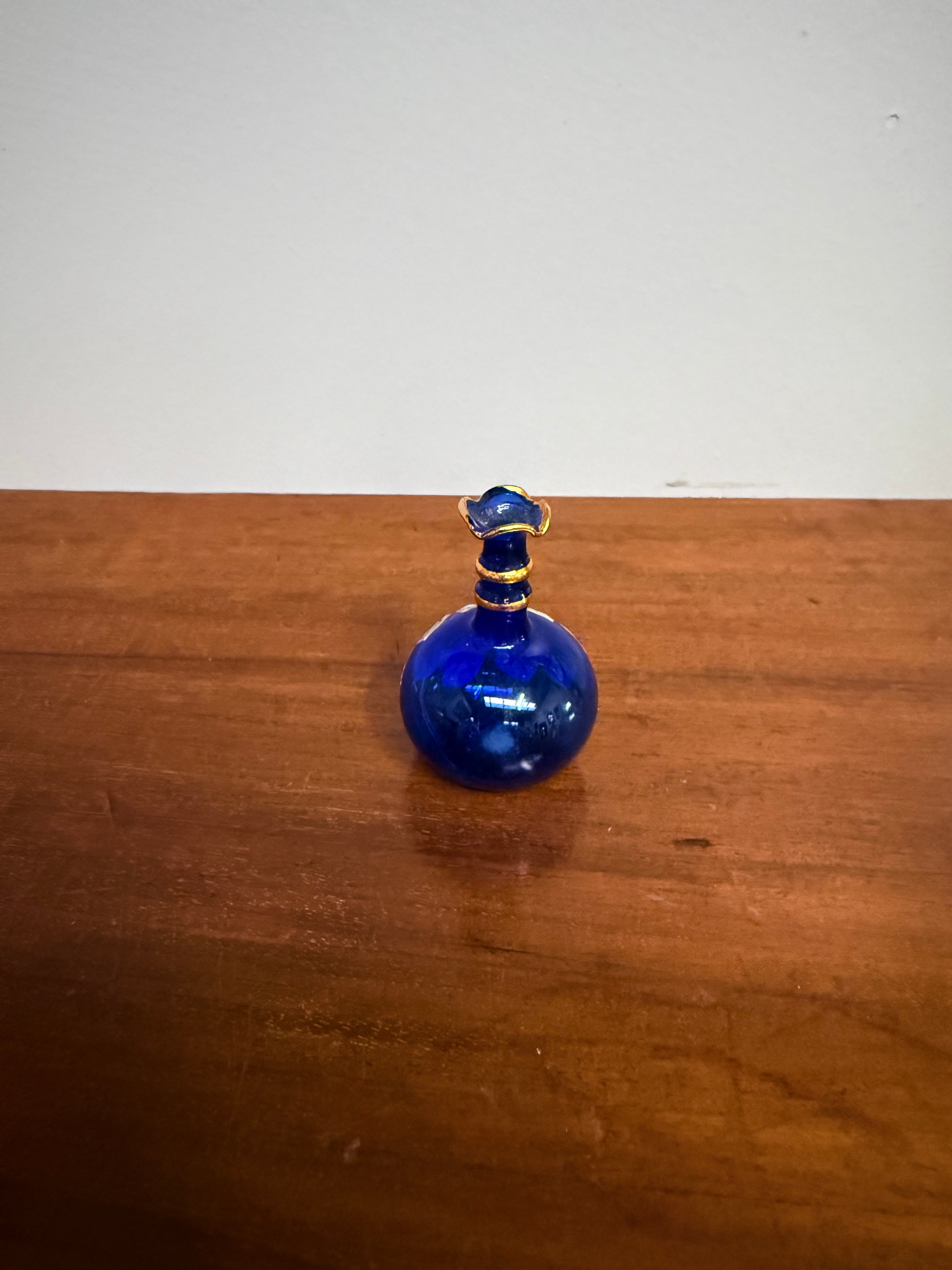 Miniature Blue Venetian Hand Painted Glass Vase | Antique & Vintage | Moonee Ponds Antiques | Australia Wide Delivery