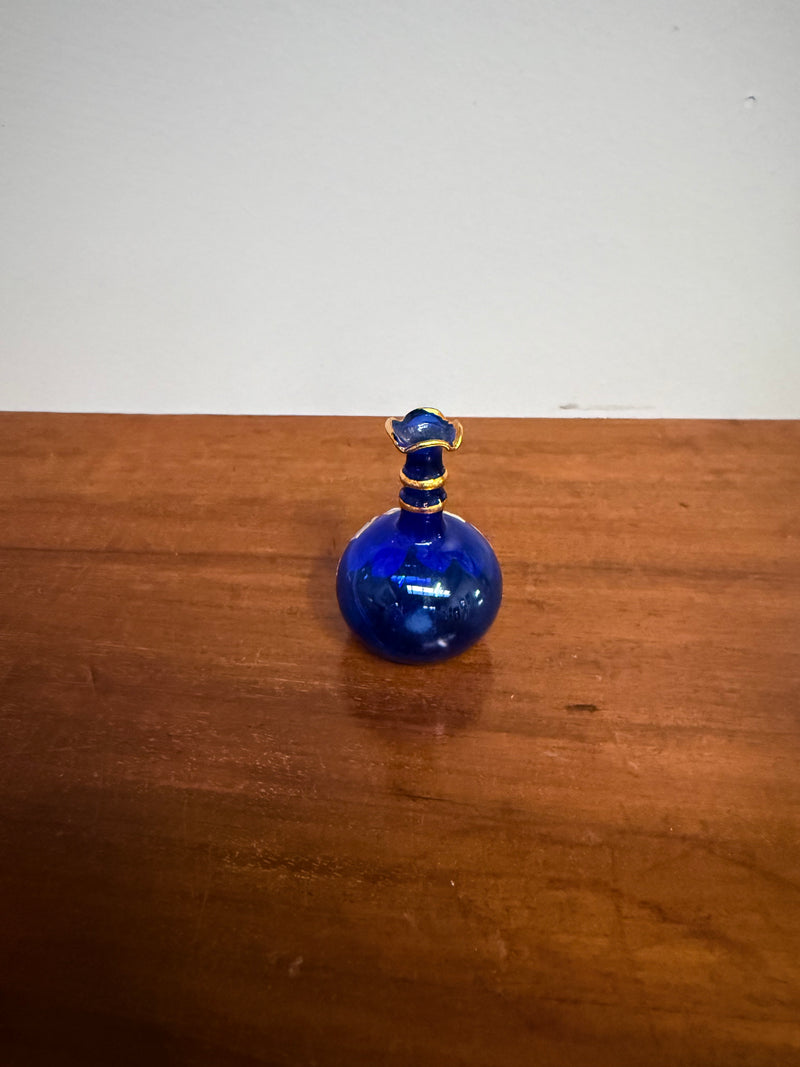 Miniature Blue Venetian Hand Painted Glass Vase