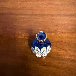 Miniature Blue Venetian Hand Painted Glass Vase