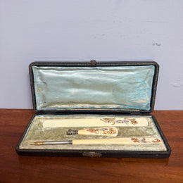 French Antique Ivory & Silver Writing Set C1880's