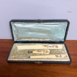 French Antique Ivory & Silver Writing Set C1880's