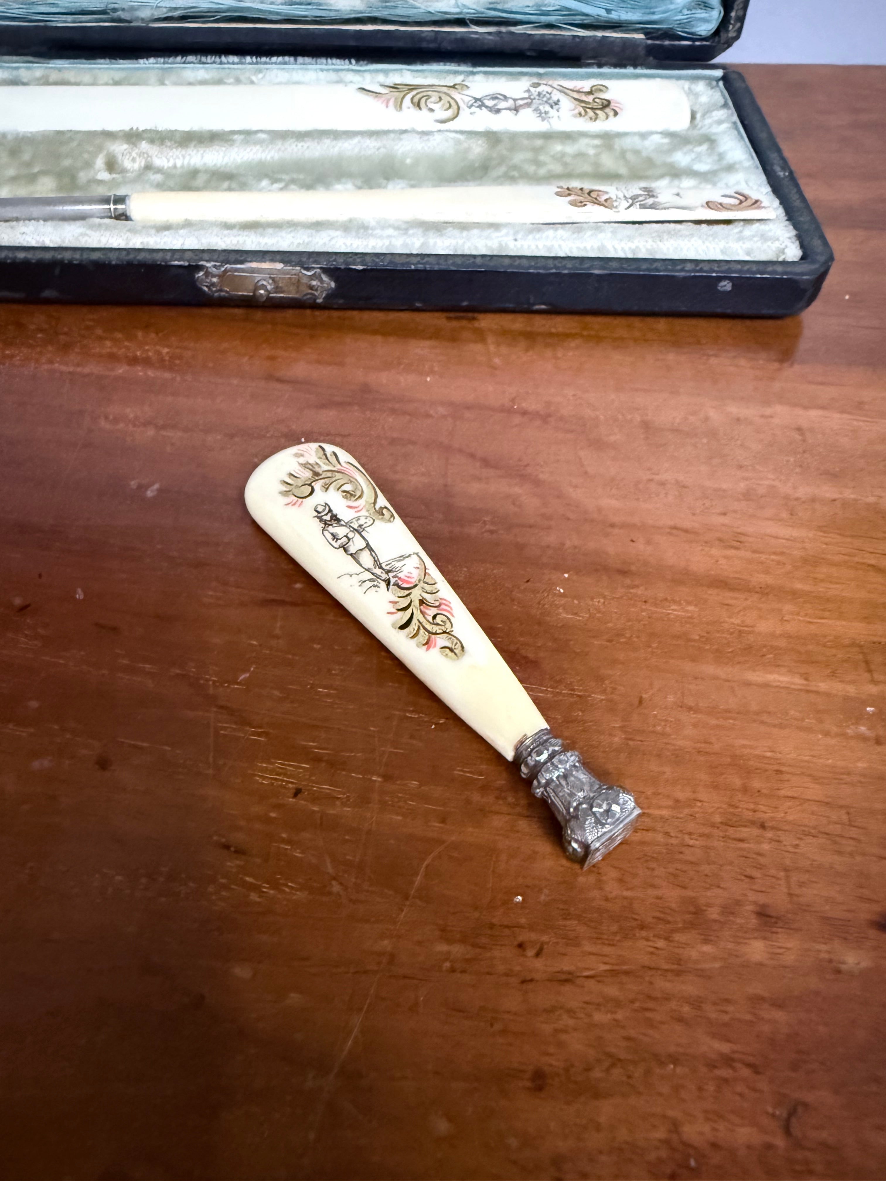 French Antique Ivory & Silver Writing Set C1880's | Antique & Vintage | Moonee Ponds Antiques | Australia Wide Delivery