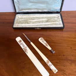 French Antique Ivory & Silver Writing Set C1880's