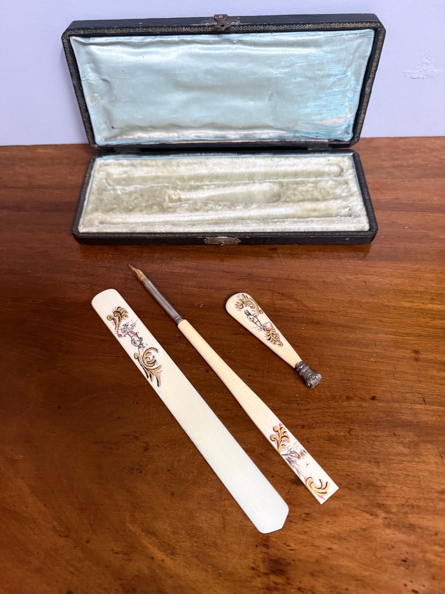 French Antique Ivory & Silver Writing Set C1880's