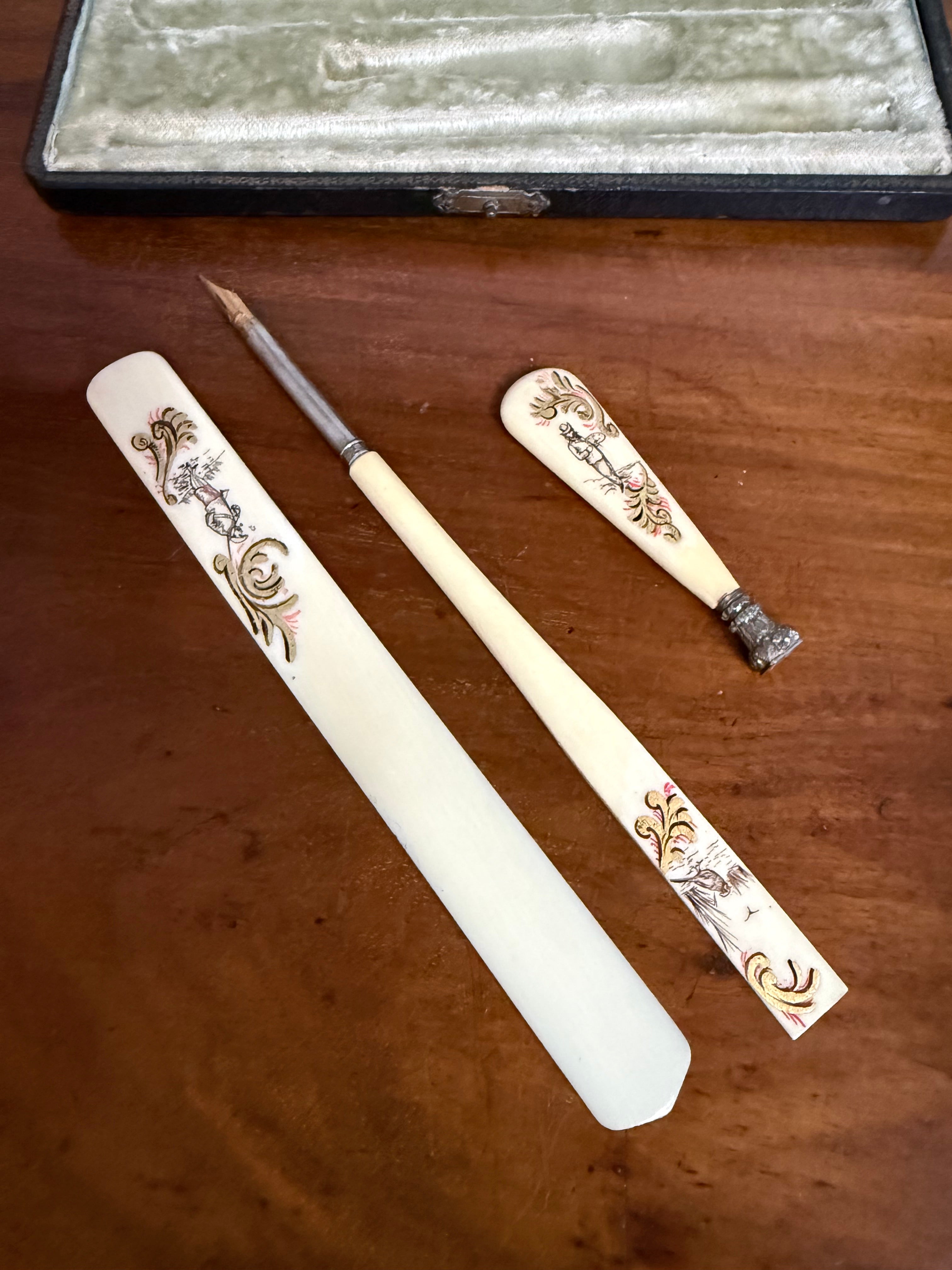 French Antique Ivory & Silver Writing Set C1880's | Antique & Vintage | Moonee Ponds Antiques | Australia Wide Delivery