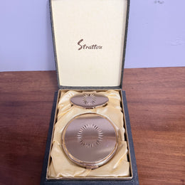 Vintage Stratton Compact Mirror & Lipstick Holder In Original Box
