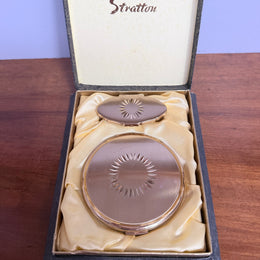 Vintage Stratton Compact Mirror & Lipstick Holder In Original Box