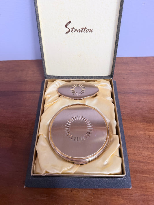 Vintage Stratton Compact Mirror & Lipstick Holder In Original Box