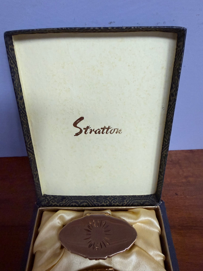 Vintage Stratton Compact Mirror & Lipstick Holder In Original Box