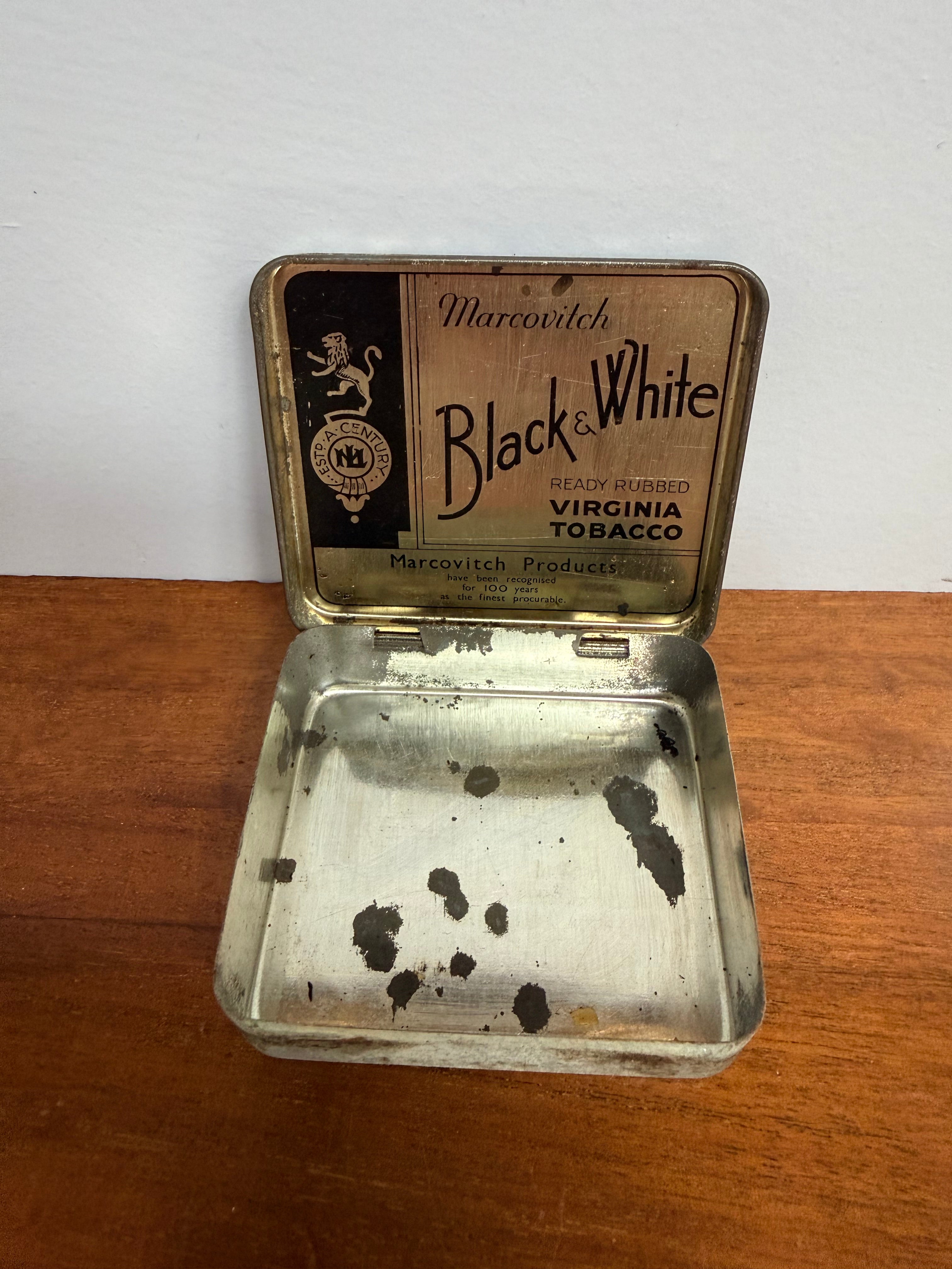 Vintage Black & White Virginia Tobacco Tin | Antique & Vintage | Moonee Ponds Antiques | Australia Wide Delivery