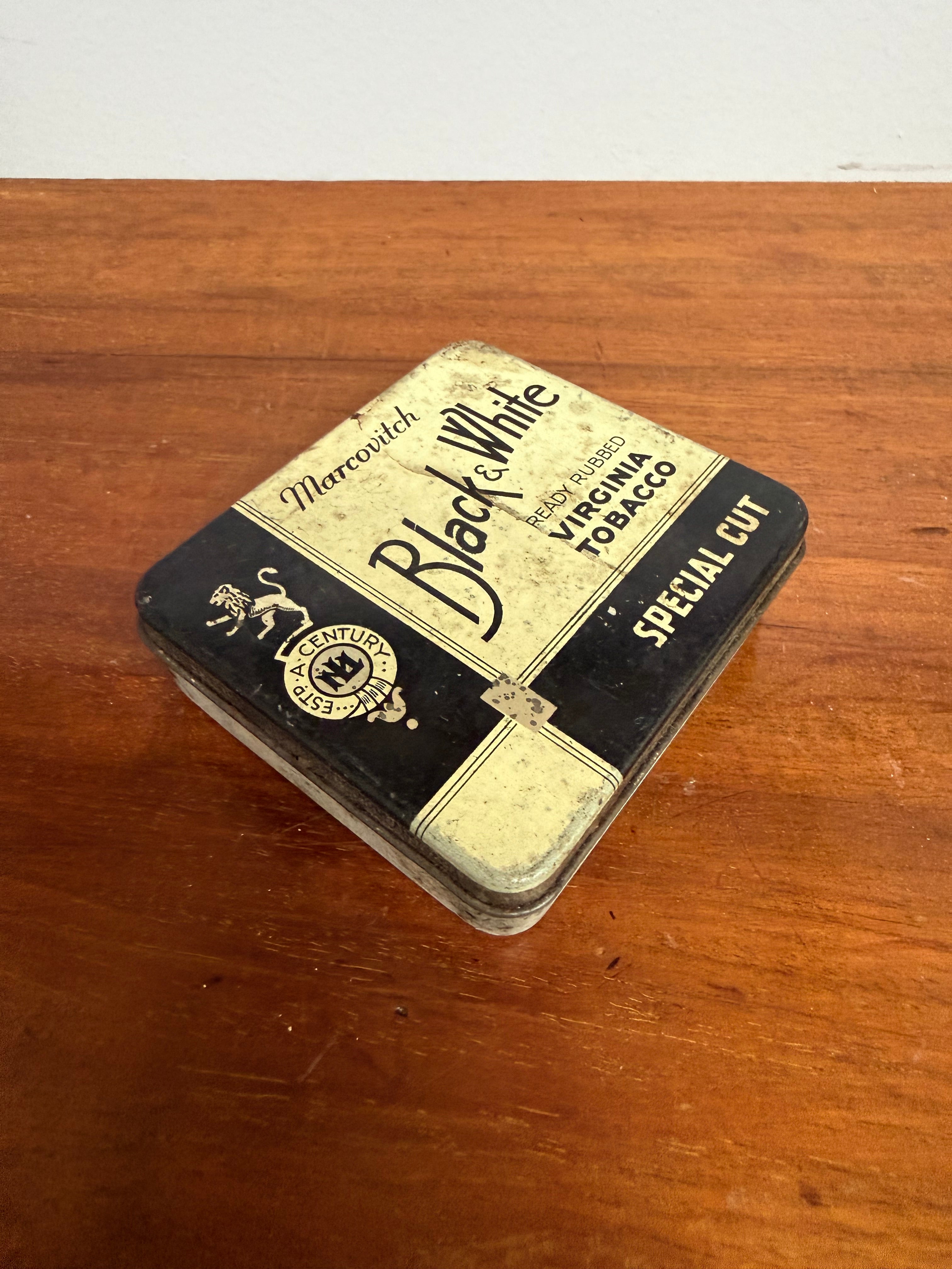 Vintage Black & White Virginia Tobacco Tin | Antique & Vintage | Moonee Ponds Antiques | Australia Wide Delivery