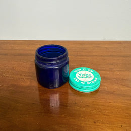 Vintage "Vicks" Blue Glass Jar