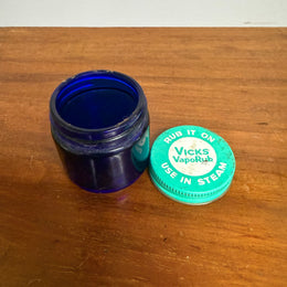 Vintage "Vicks" Blue Glass Jar