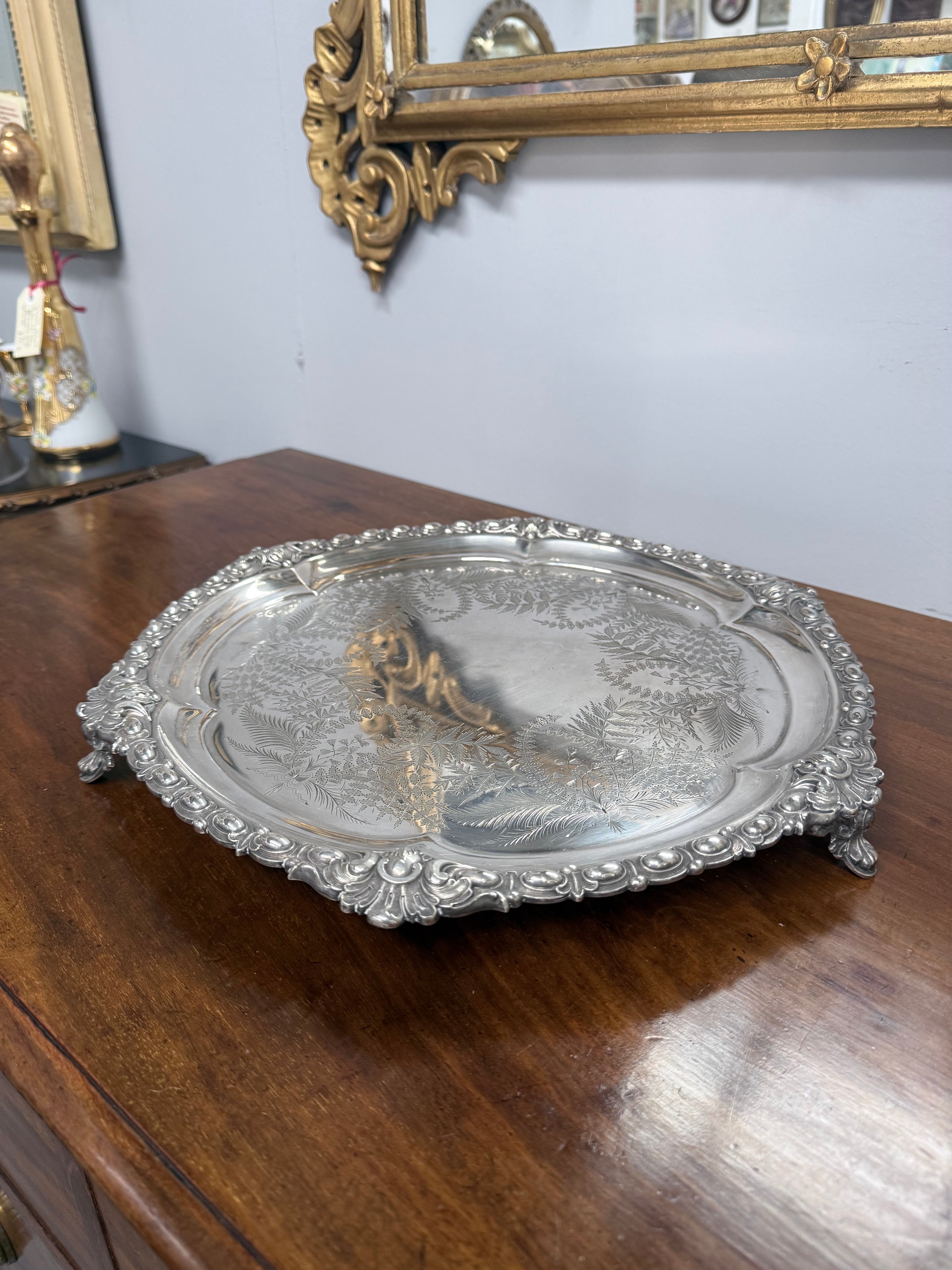 Victorian Silver Plated Serving Tray | Antique & Vintage | Moonee Ponds Antiques | Australia Wide
