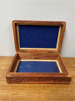 Vintage Teak Hand Carved & Bone Inlaid Jewellery Box | Antique & Vintage | Moonee Ponds Antiques | Australia Wide Delivery
