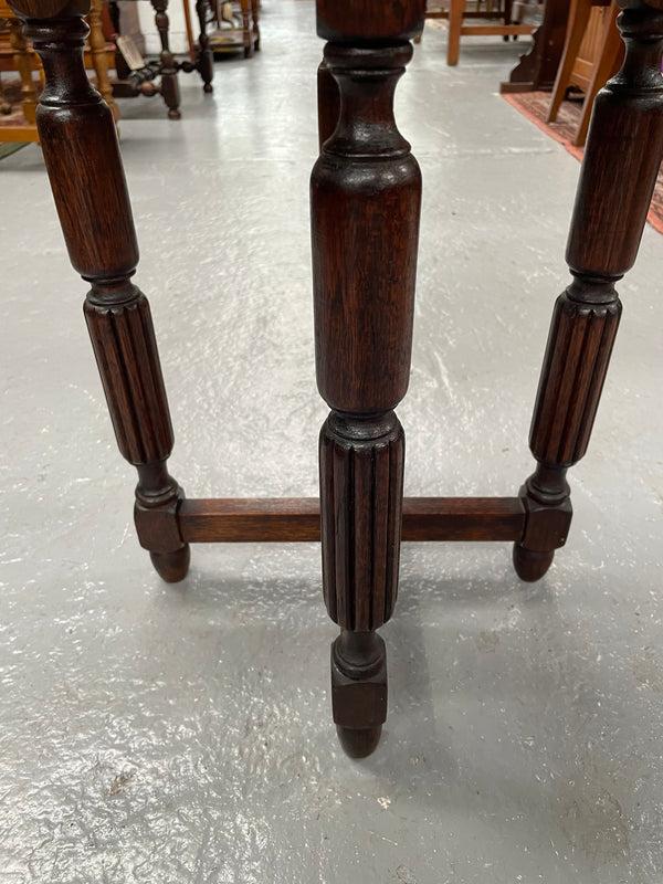 Nicely carved hardwood occasional table. Sourced locally and in good original condition. Please see photos as they form part of the description and condition.