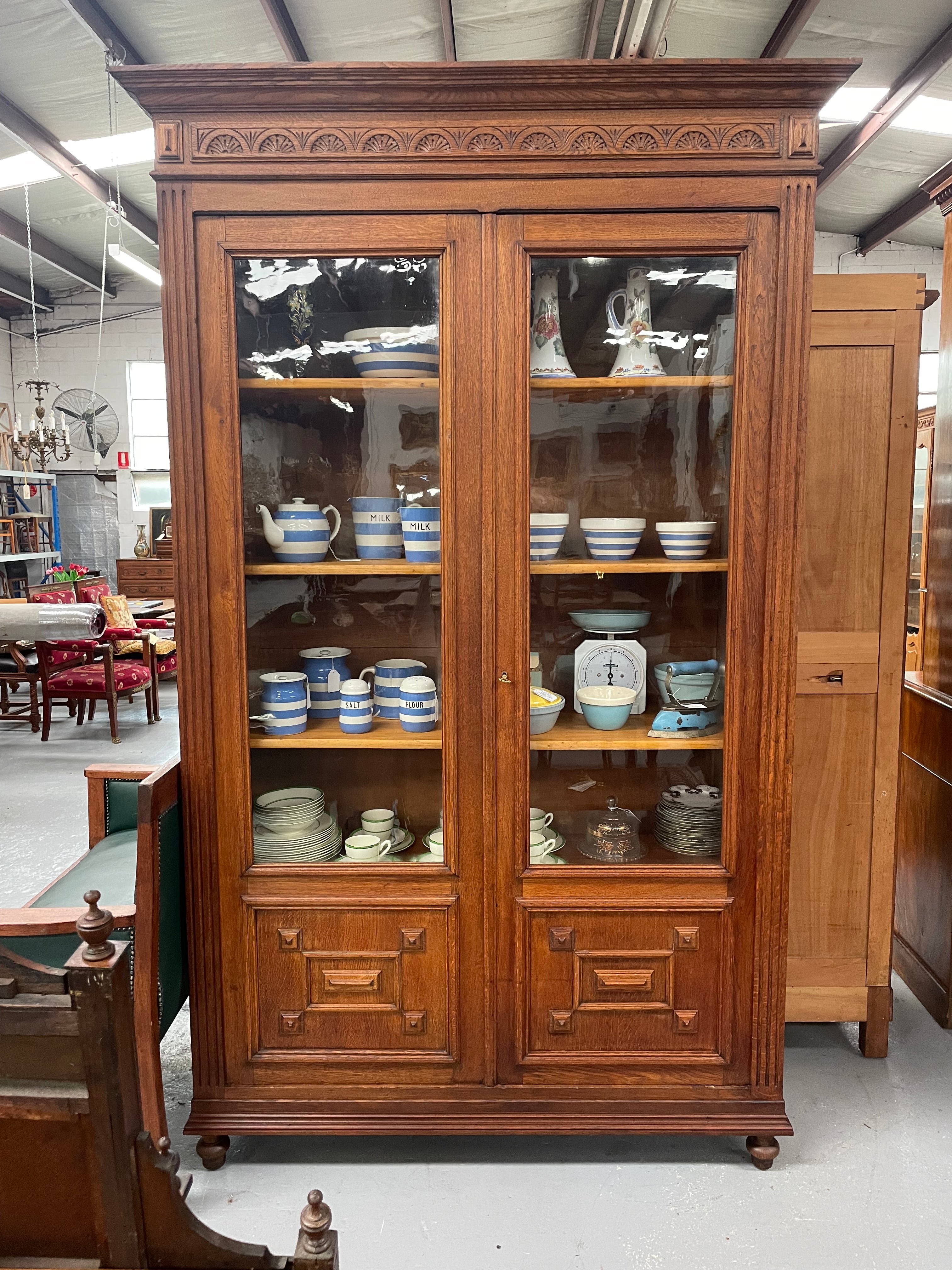 French Oak Henry II Two Door Bookcase | Antique & Vintage | Moonee Ponds Antiques | Australia Wide Delivery