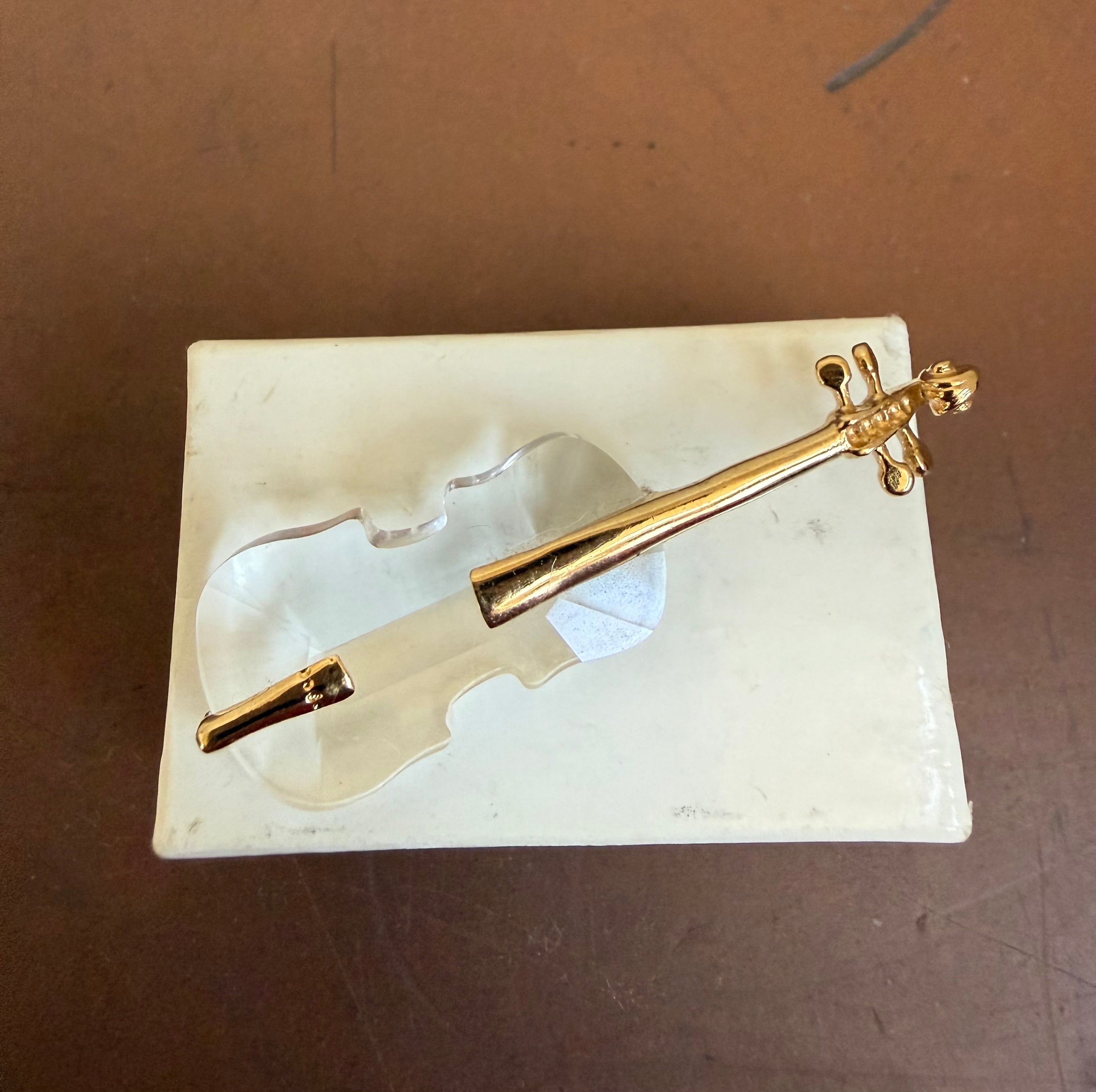 Crystal Cello Figurine with Gold Trim