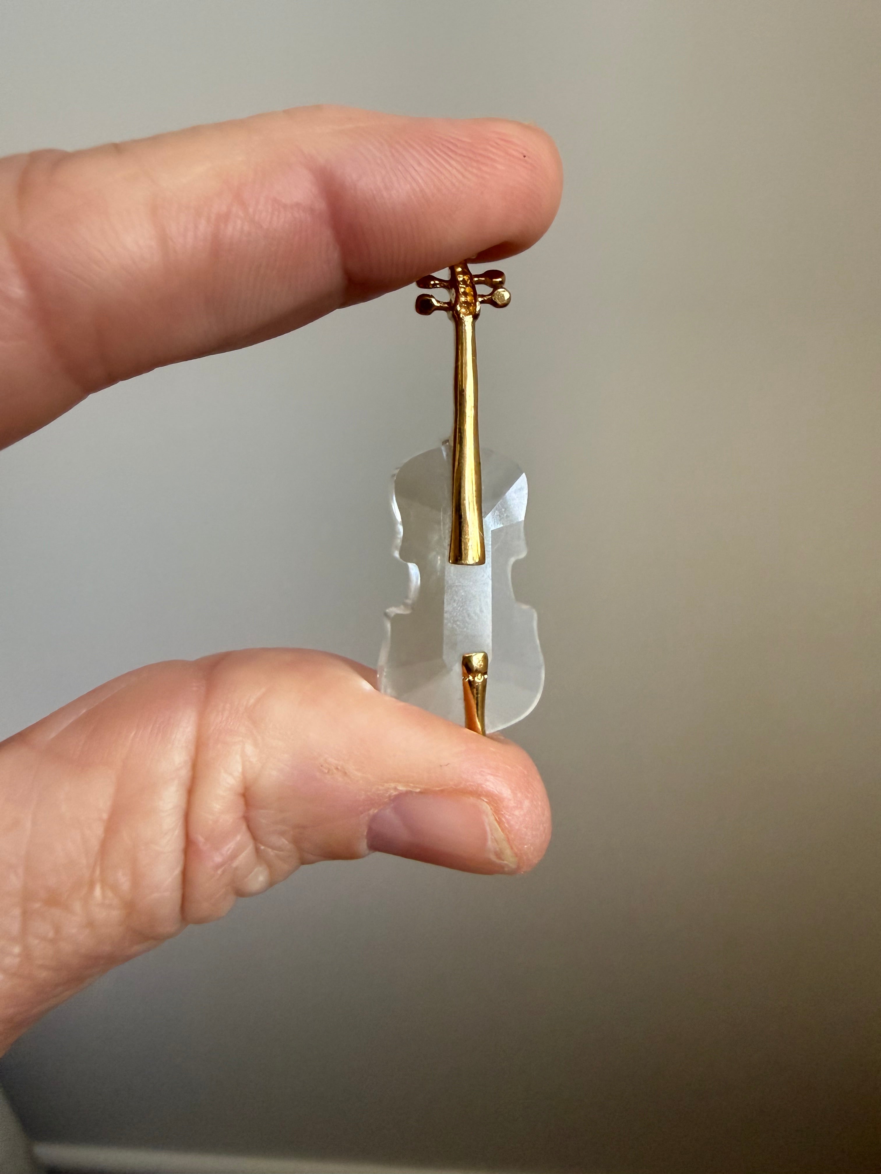 Crystal Cello Figurine with Gold Trim