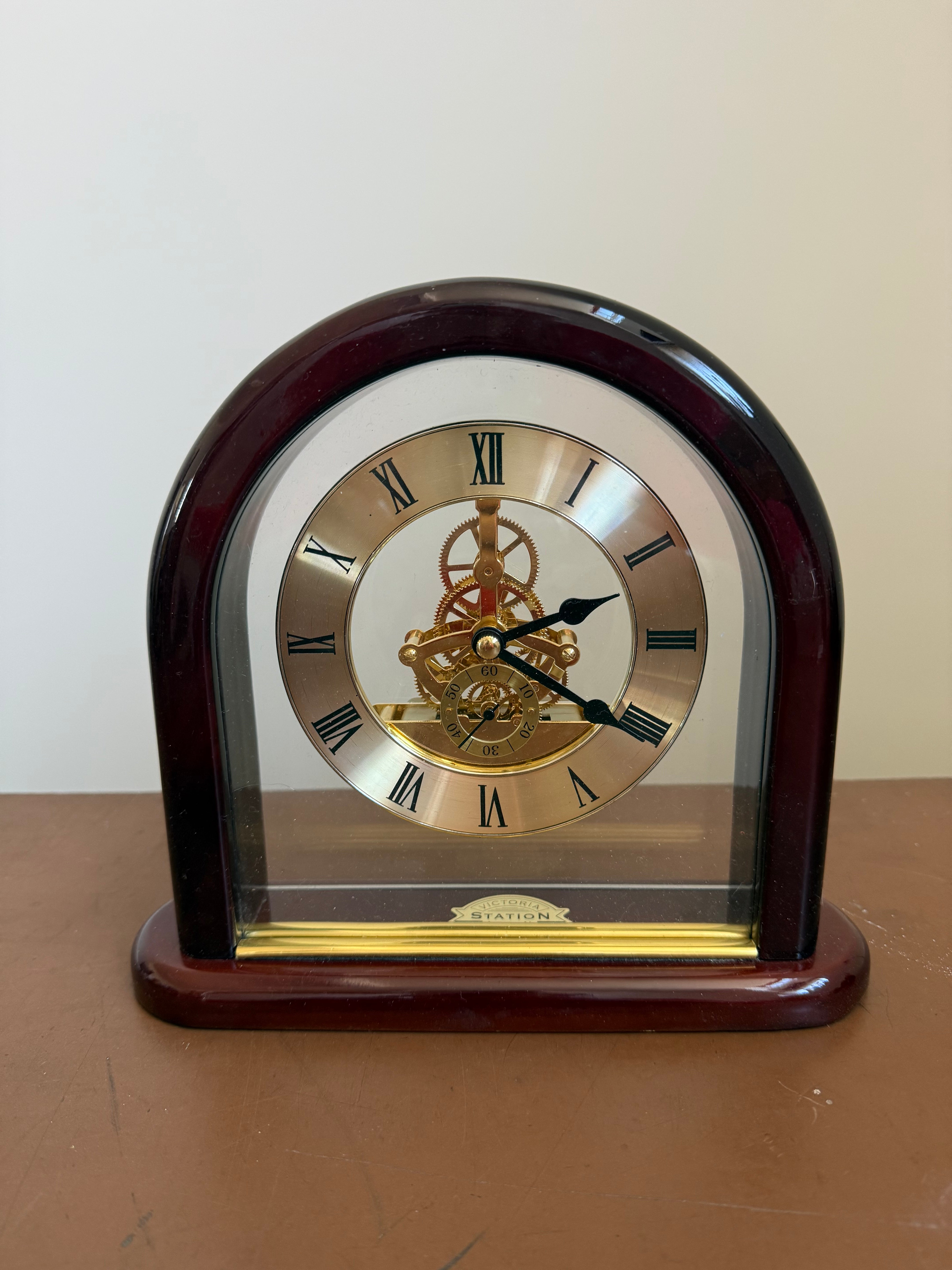 Vintage 'Victoria Station London' Skeleton Clock