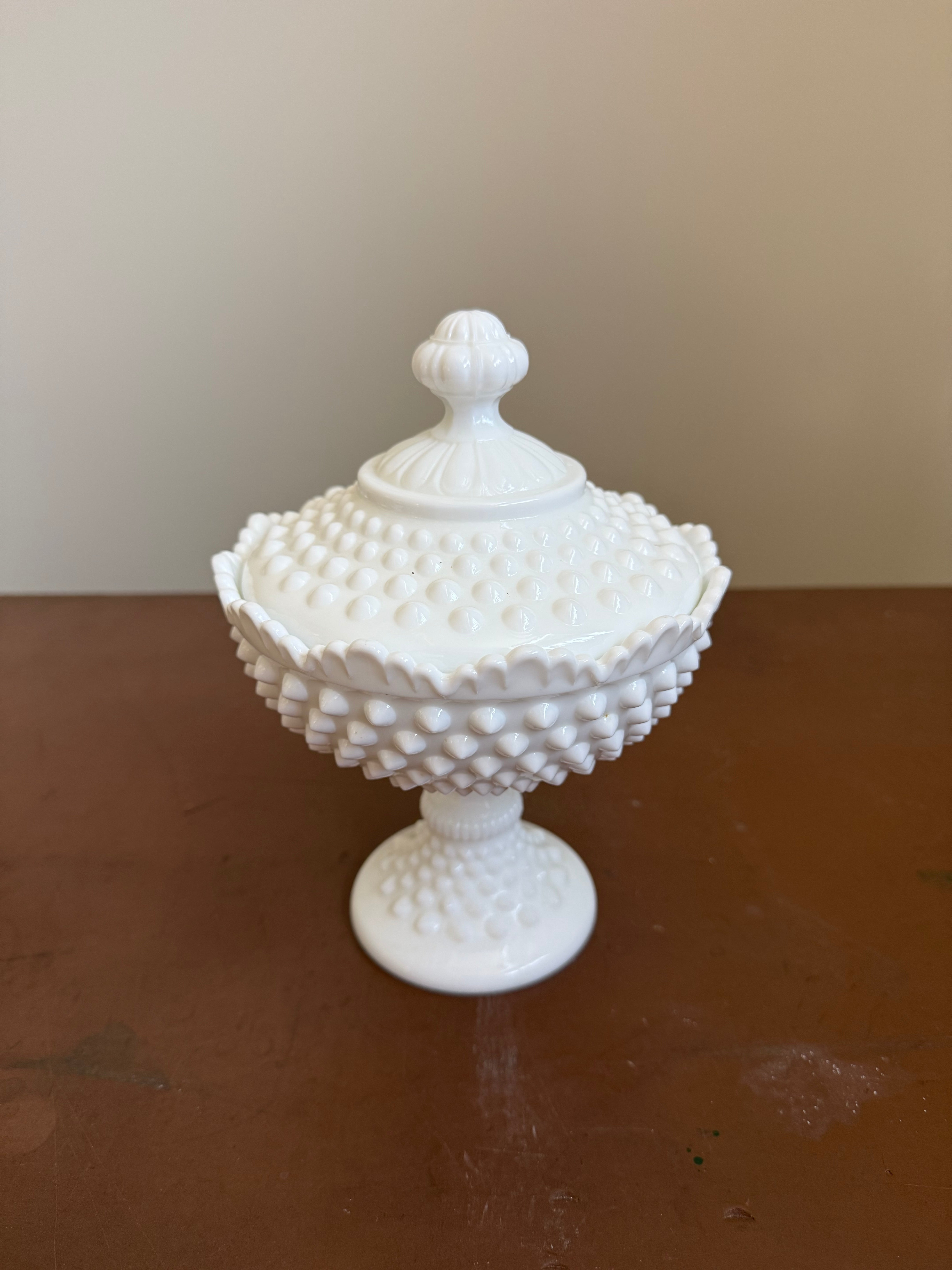 Fenton Milk Glass Vintage Candy Bowl & Lid