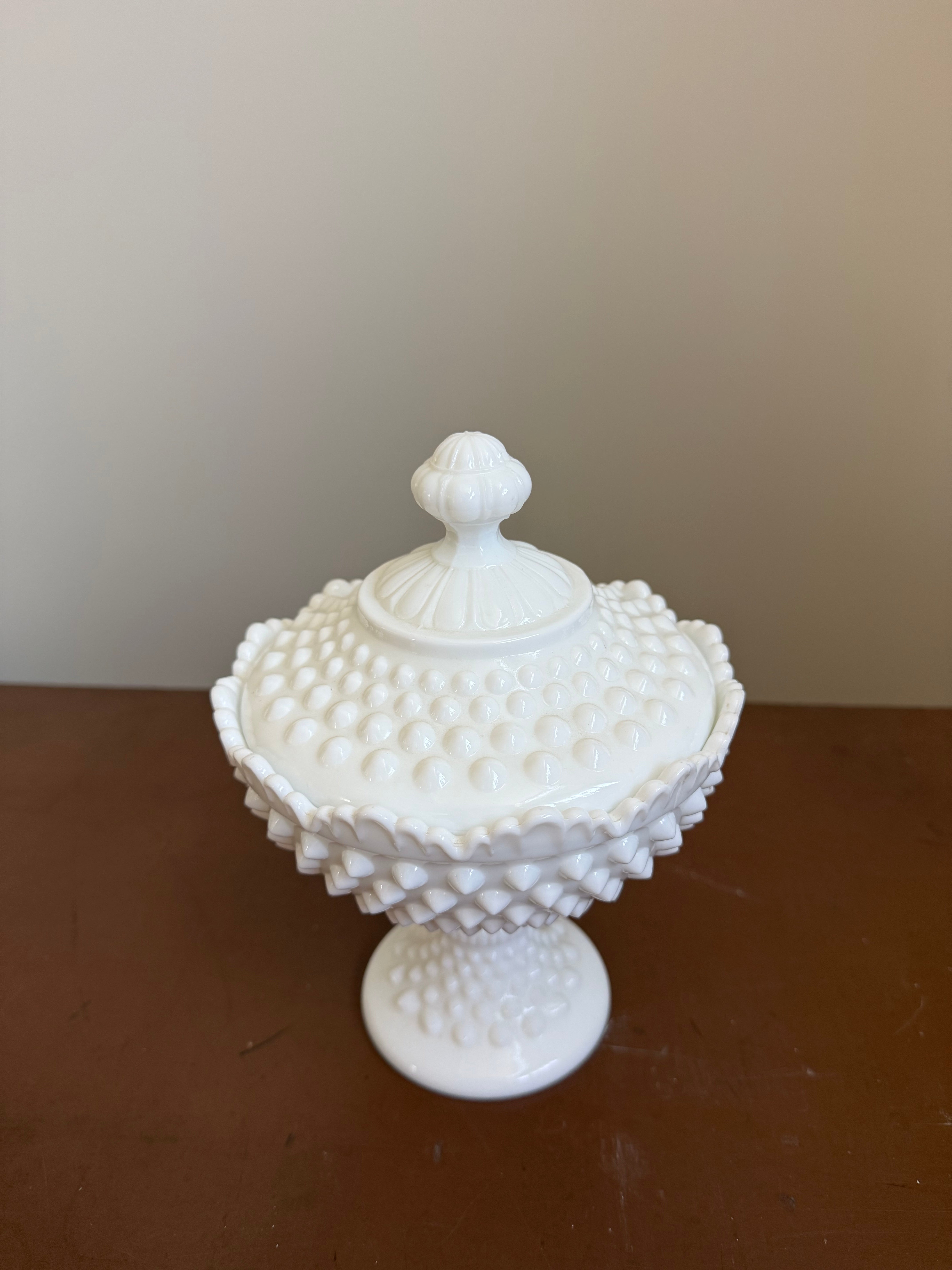 Vintage Fenton Milk Glass Candy Bowl & Lid
