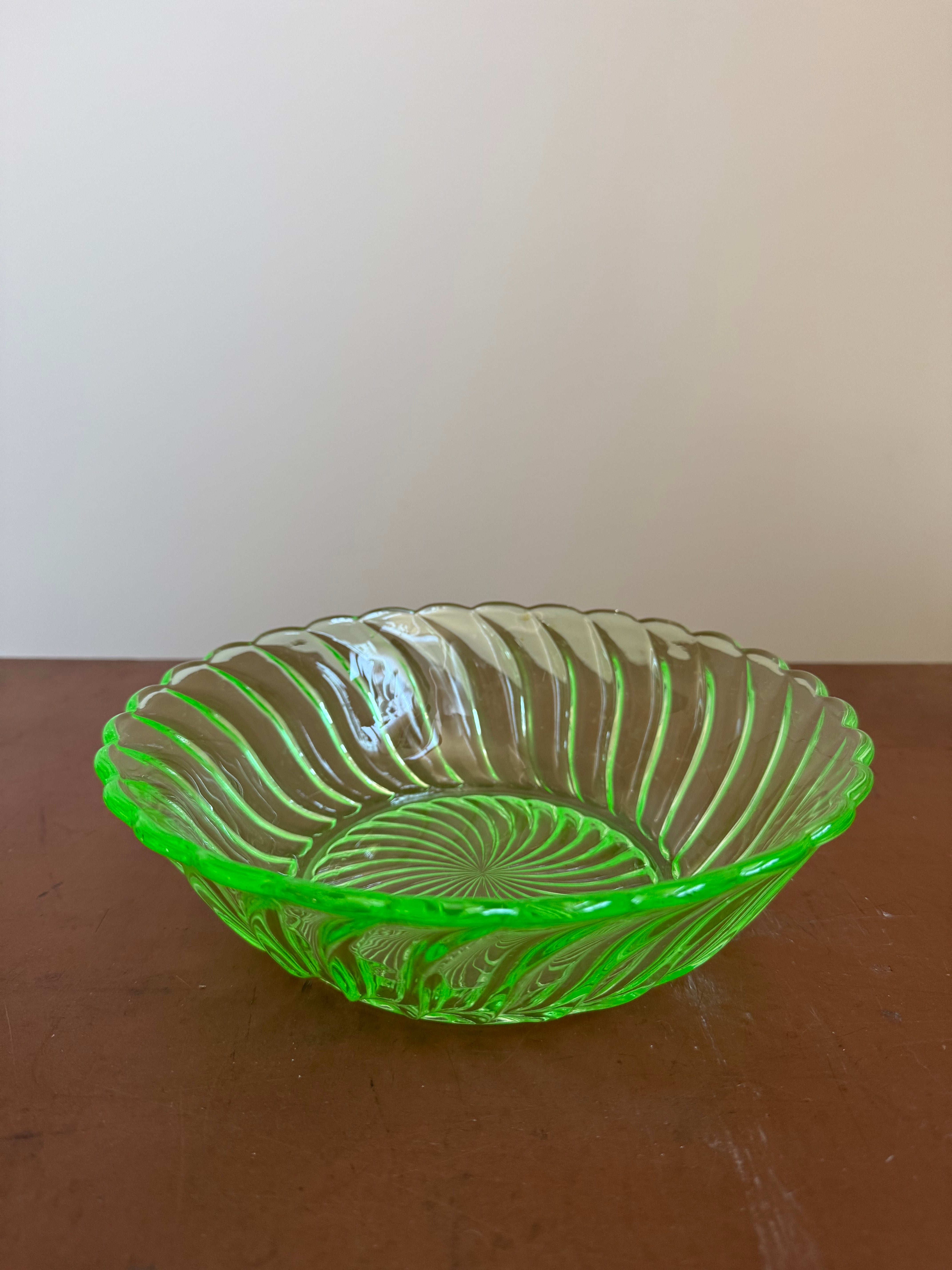 Large Carnival Uranium Glass Bowl