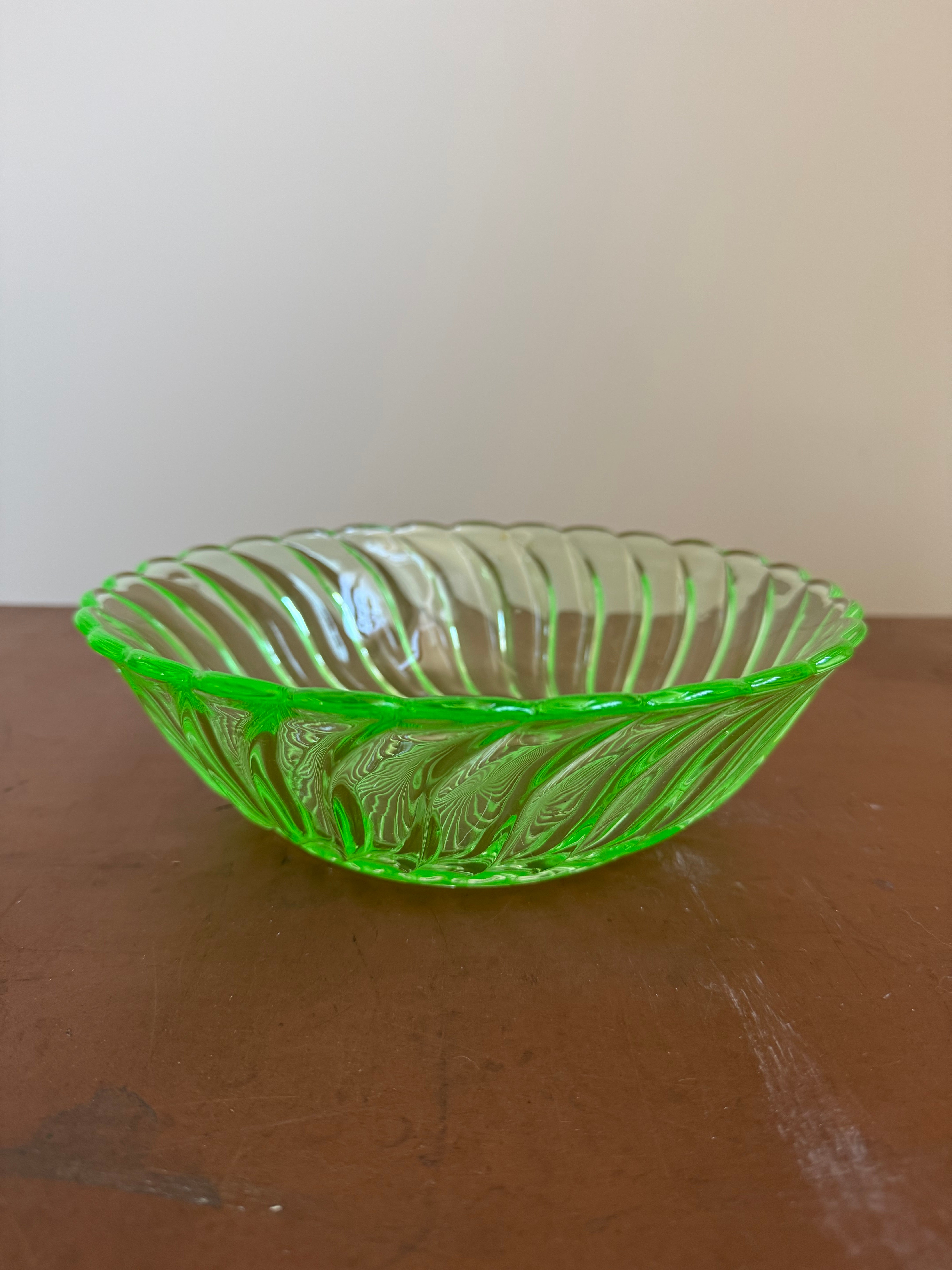 Large Carnival Uranium Glass Bowl