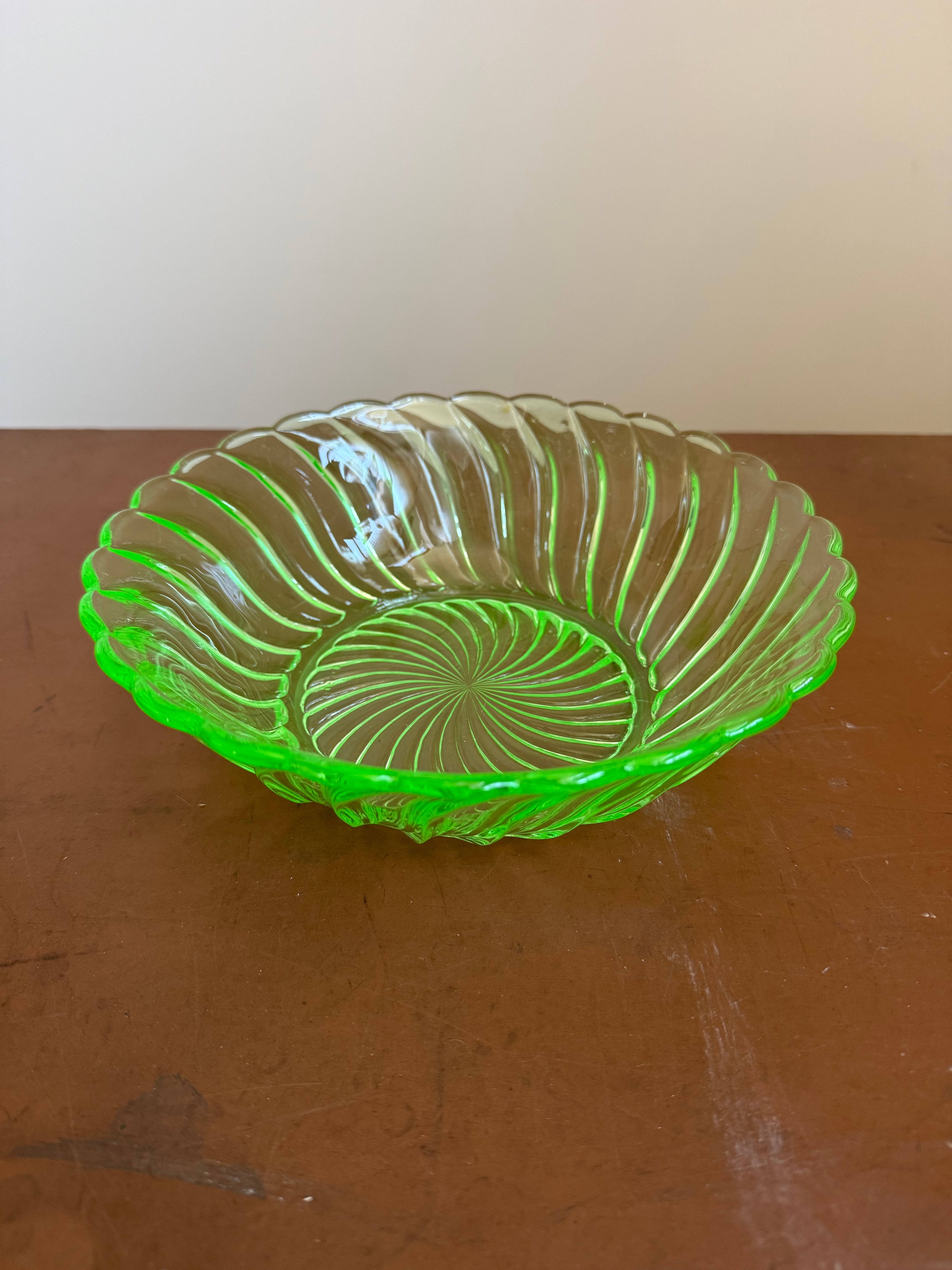 Large Carnival Uranium Glass Bowl