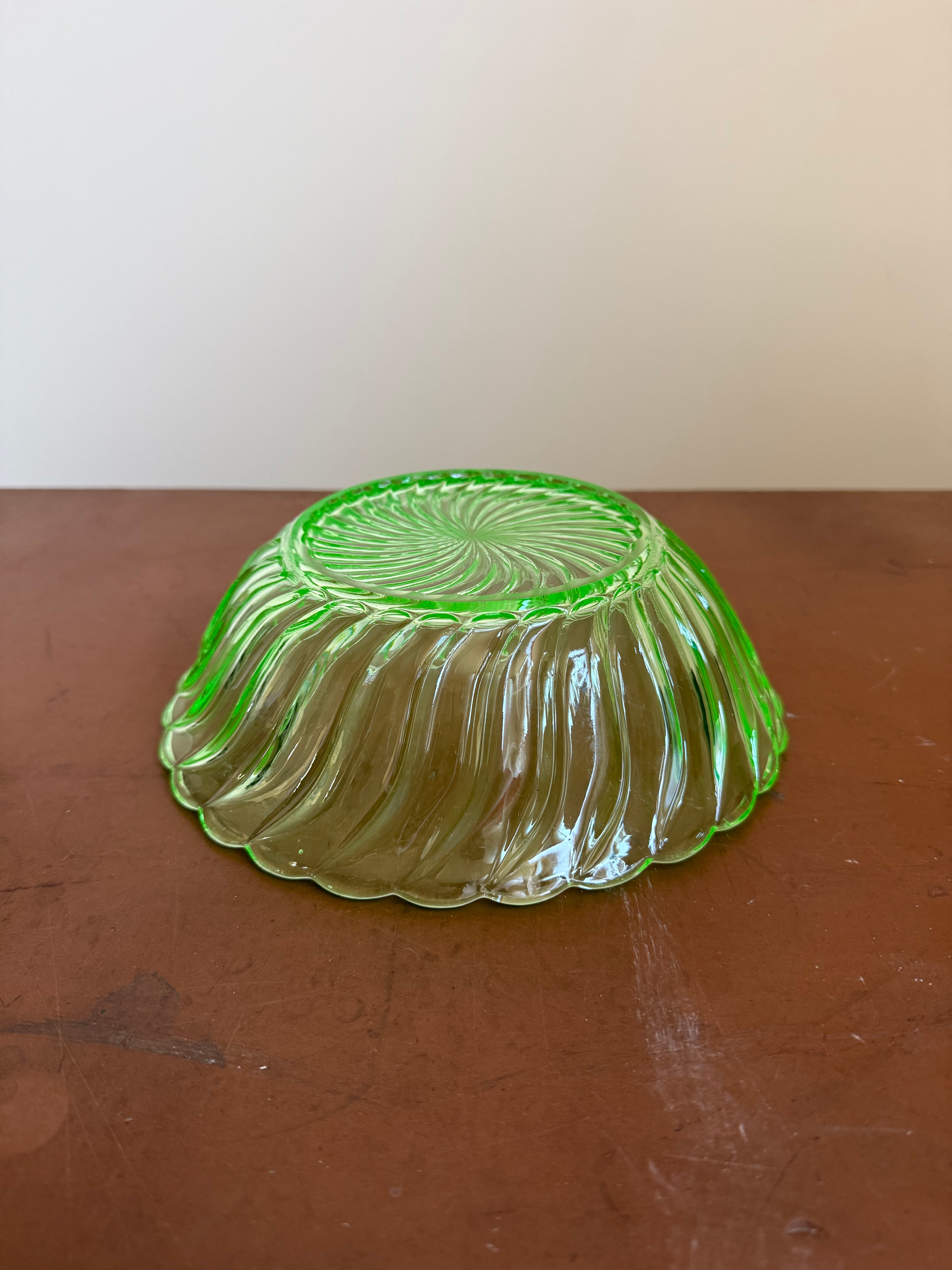 Large Carnival Uranium Glass Bowl