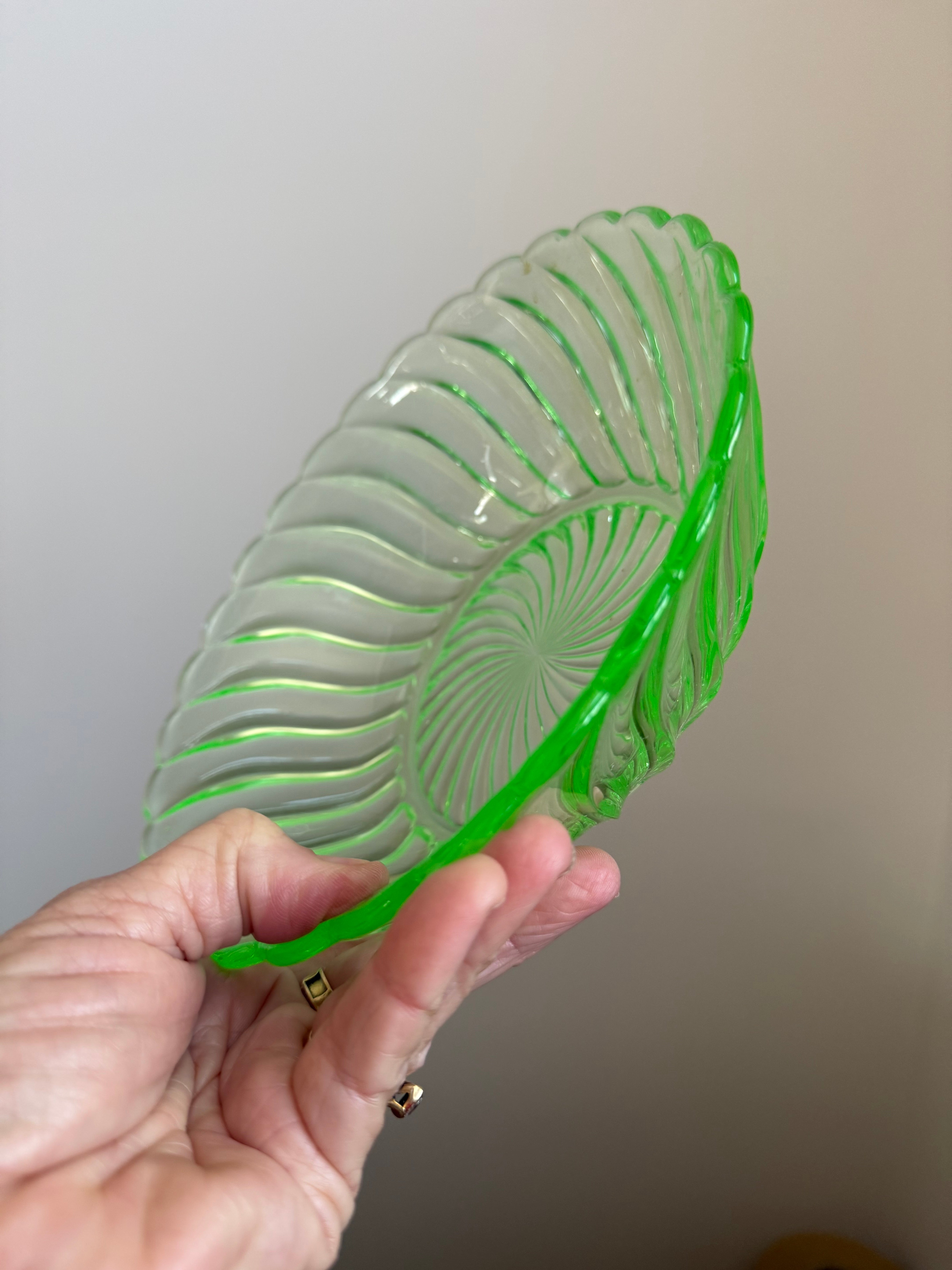 Large Carnival Uranium Glass Bowl