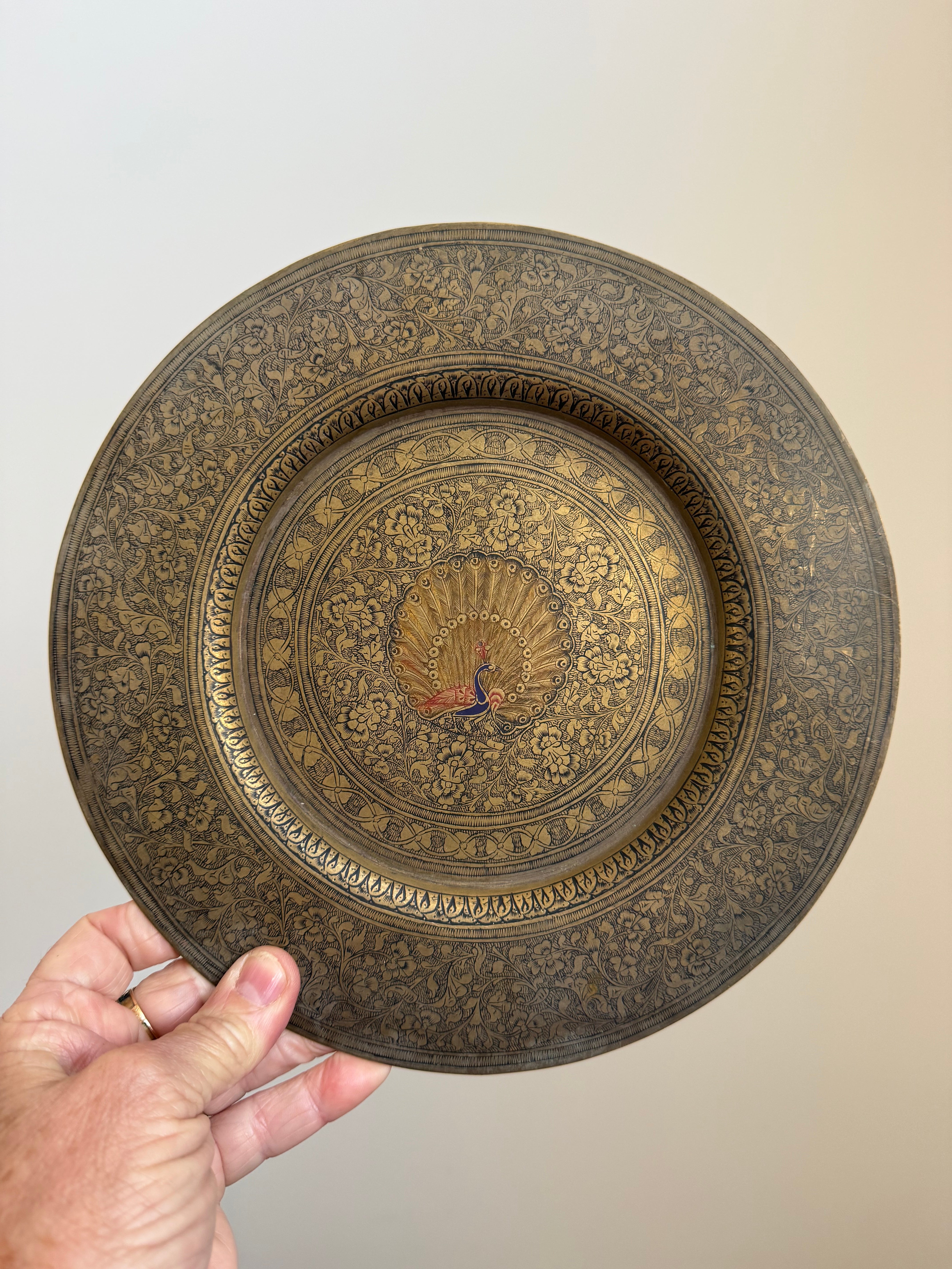 Vintage Engraved Brass Decorative Plate