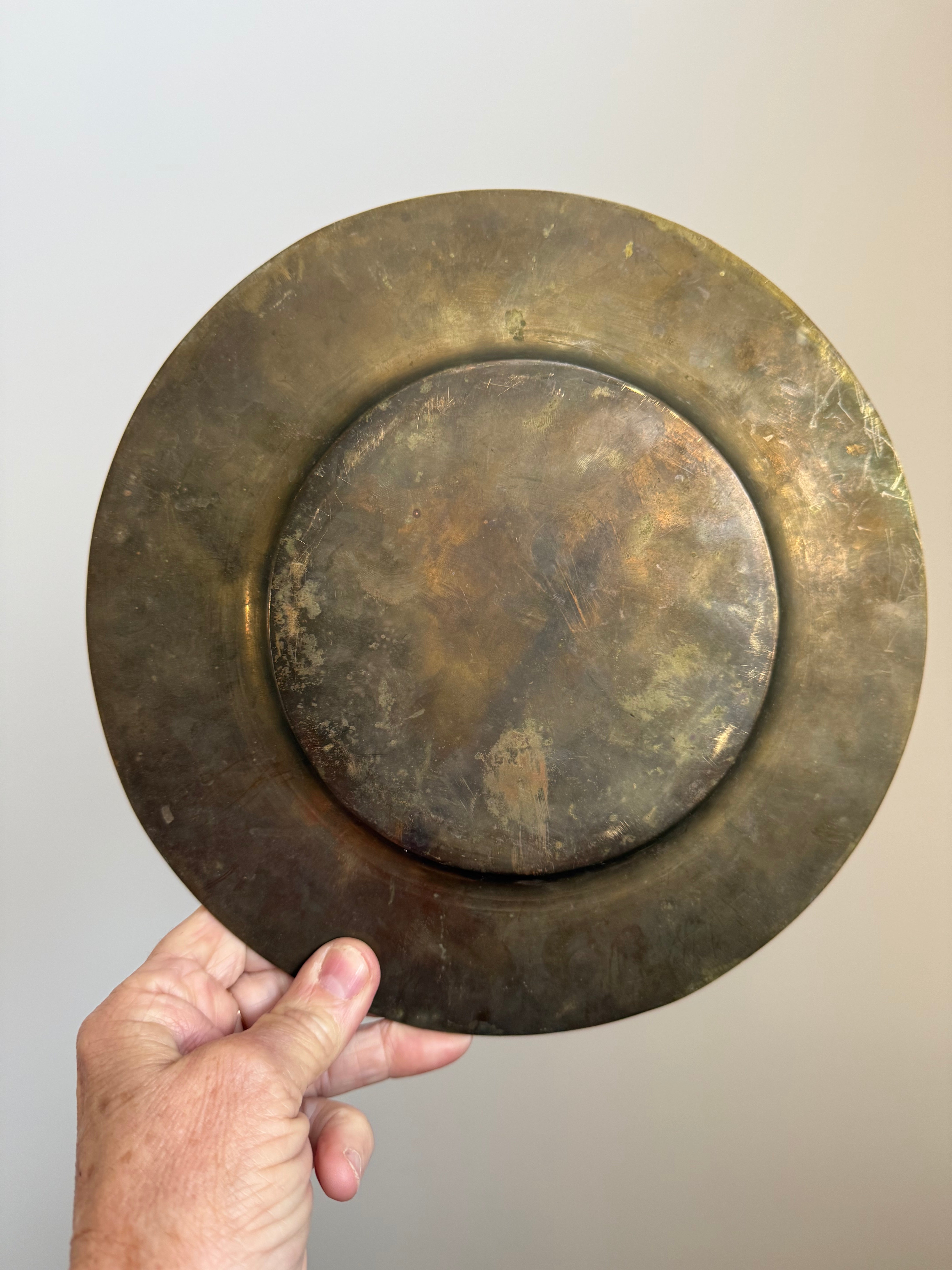 Vintage Engraved Brass Decorative Plate