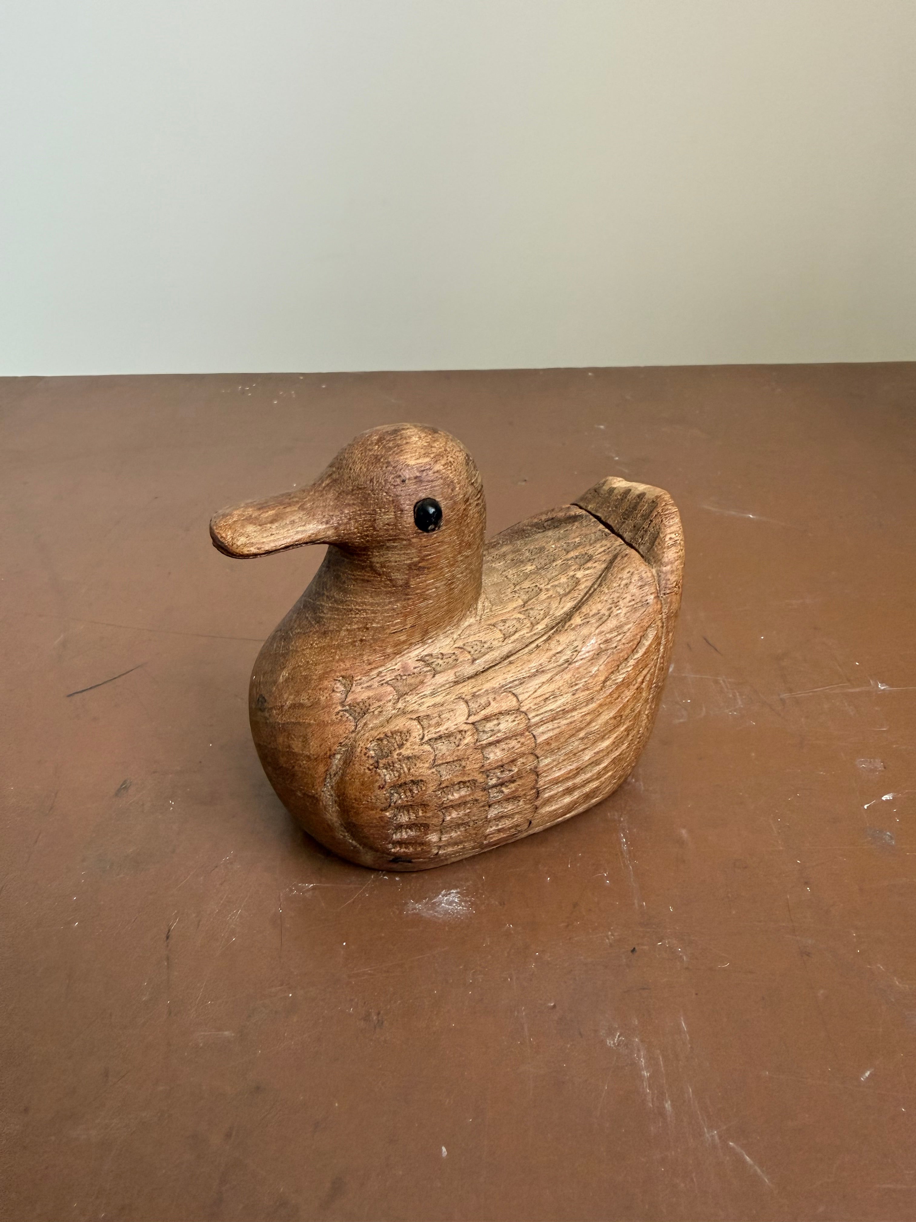 Vintage Wooden Duck Hidden Compartment Figure/Box