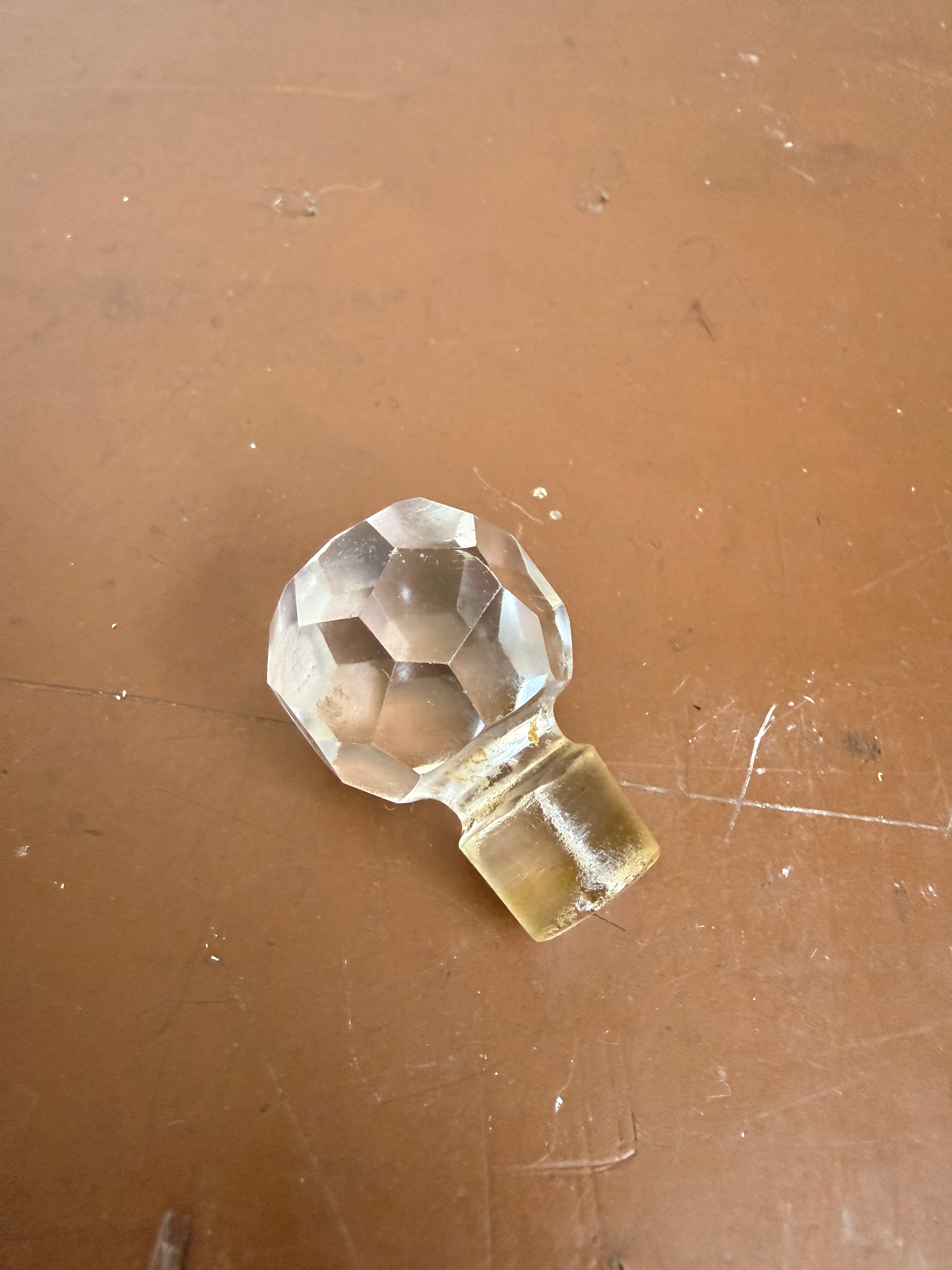 Cut Glass Perfume Bottle With Sterling Silver Collar