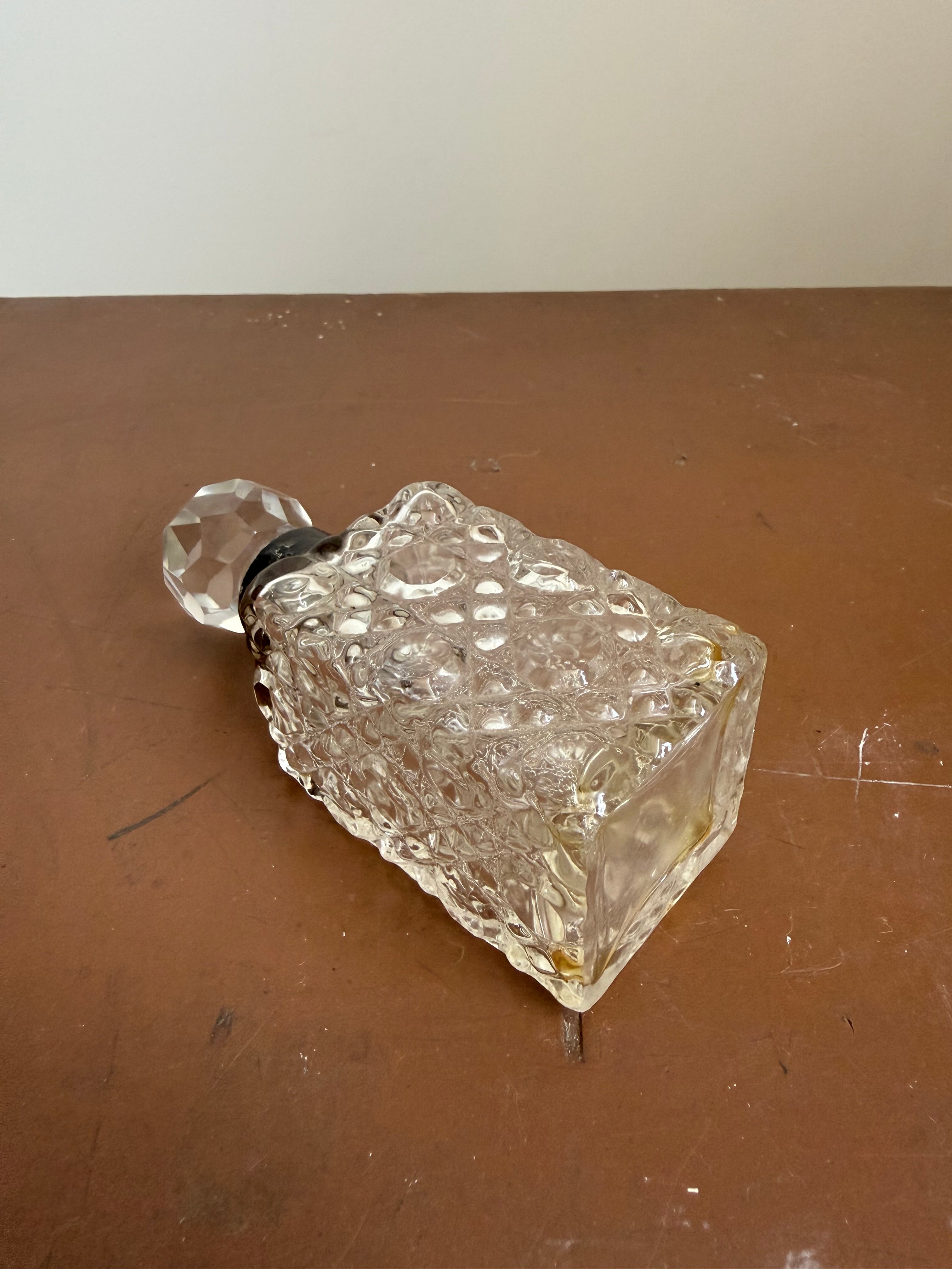 Cut Glass Perfume Bottle With Sterling Silver Collar