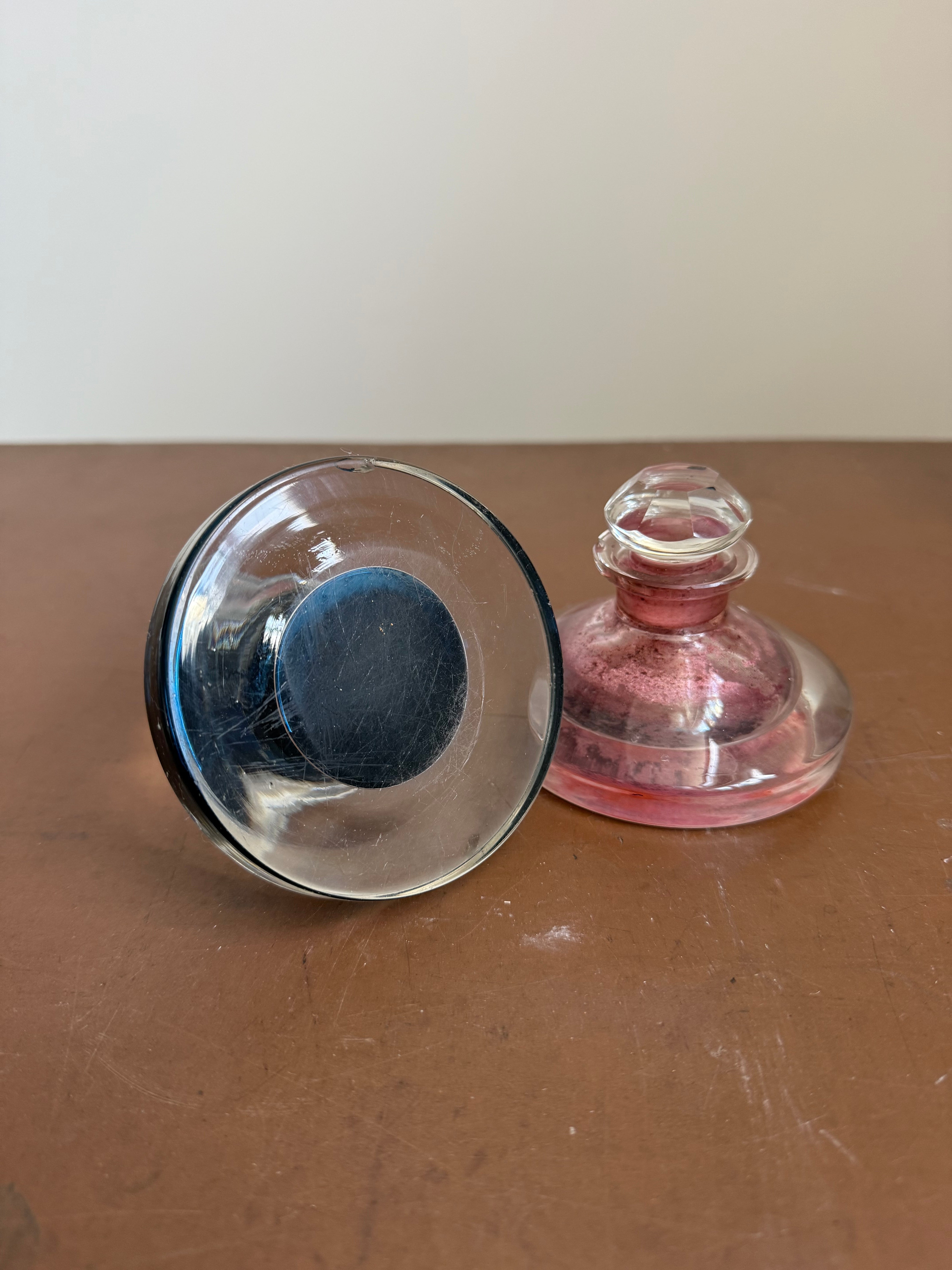 Pair of Late Victorian Cut Glass Inkwells C1890's