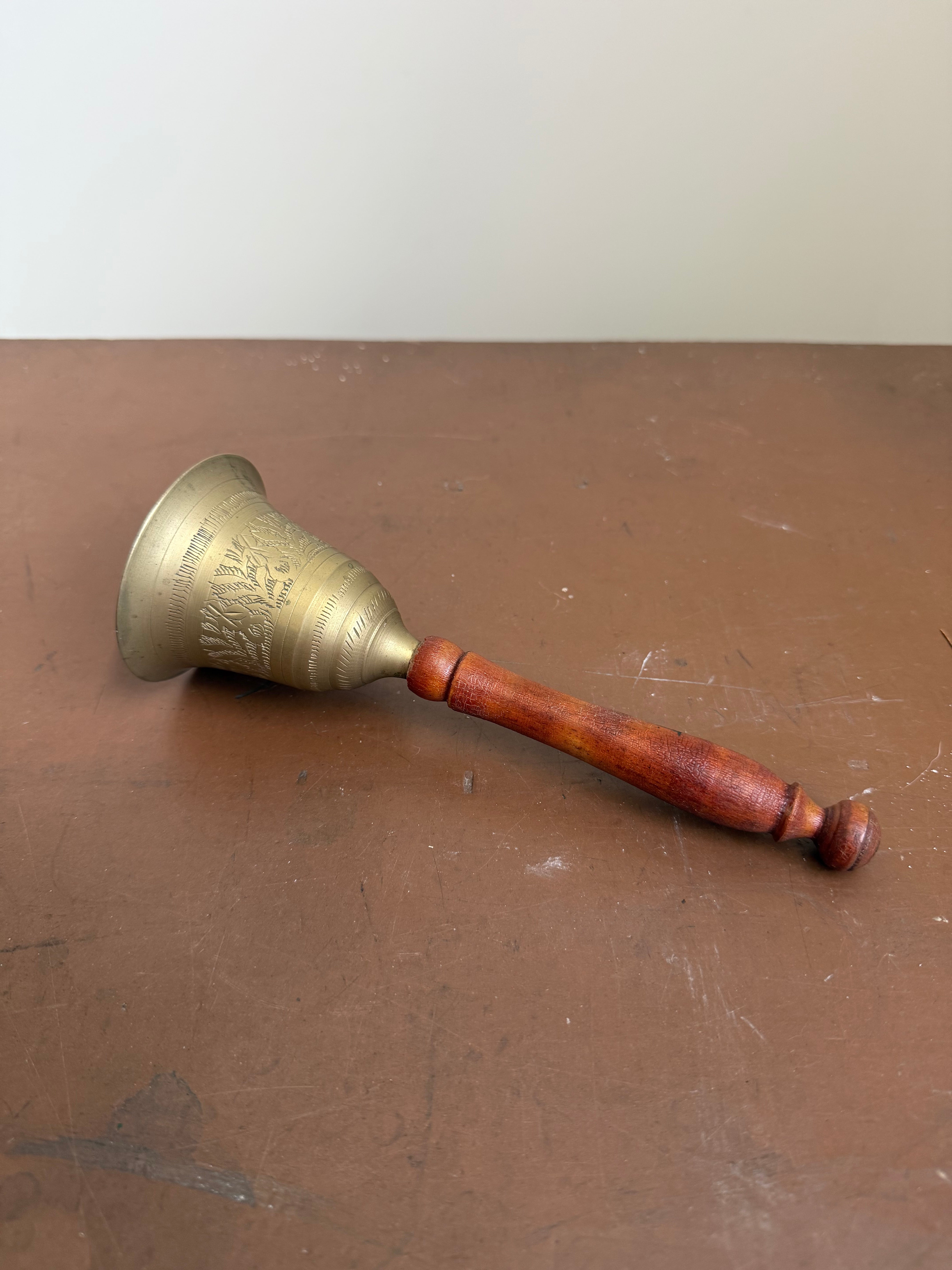 Vintage Brass & Timber Bell Circa 1960's