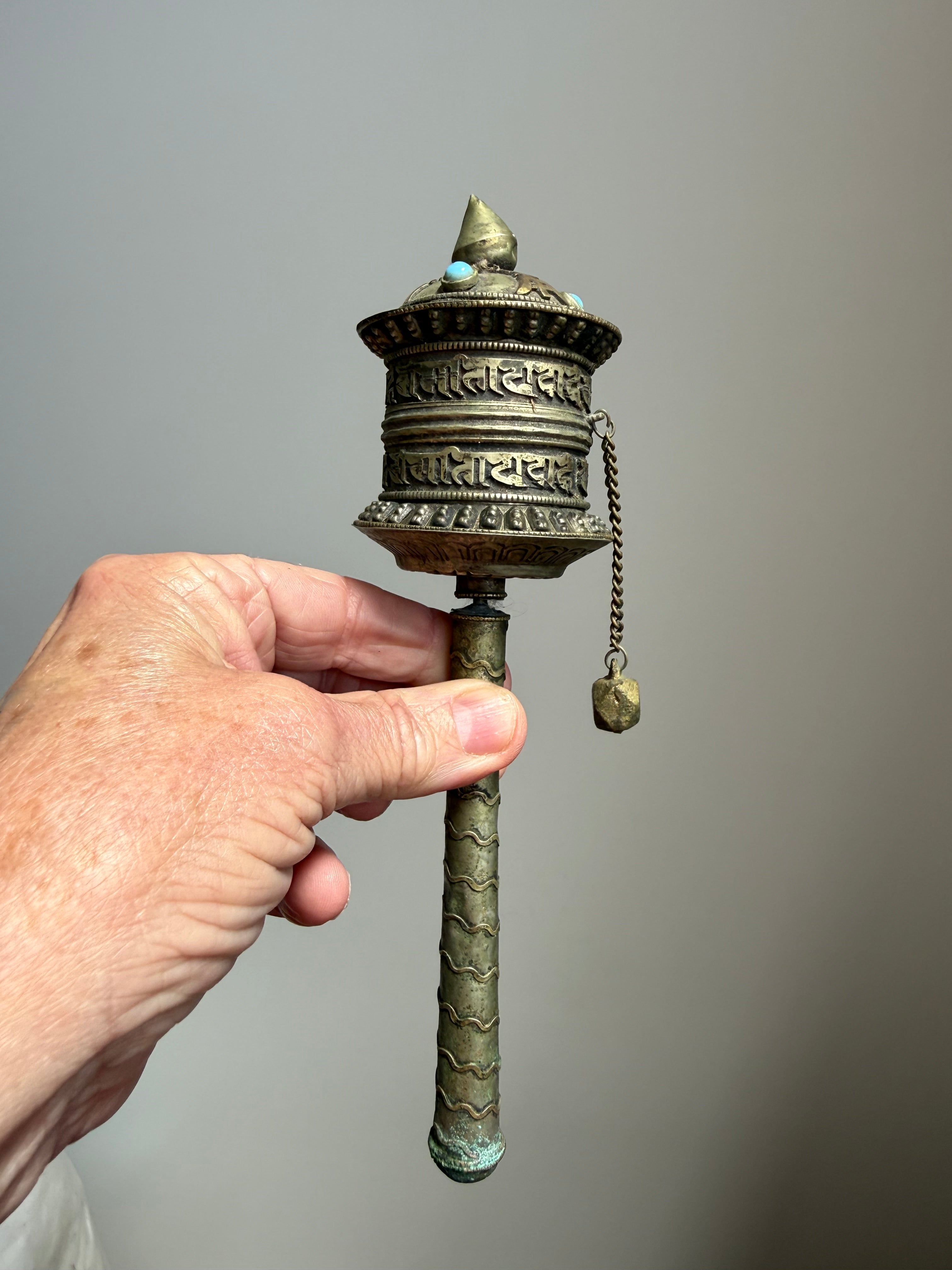 Antique Handheld Asian Prayer Wheel Intact C1900
