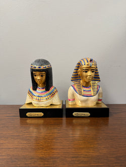 Vintage Pair of Italian Egyptian Busts Signed