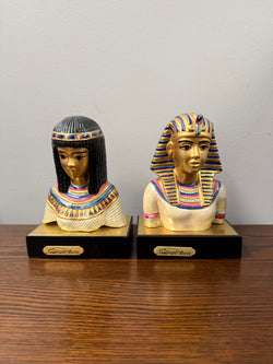 Vintage Pair of Italian Egyptian Busts Signed