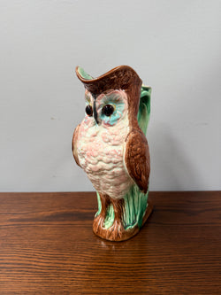 19th Century Majolica Owl Jug Picther