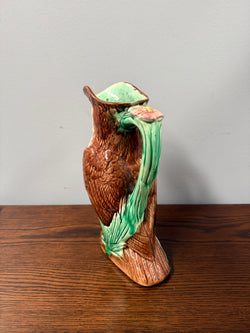 19th Century Majolica Owl Jug Picther