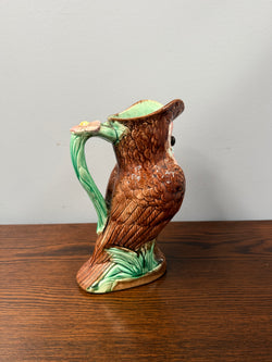 19th Century Majolica Owl Jug Picther