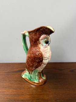 19th Century Majolica Owl Jug Picther