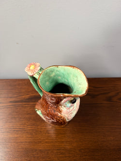 19th Century Majolica Owl Jug Picther