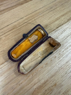 Baltic Amber Cheroot Holder With Gold Trim