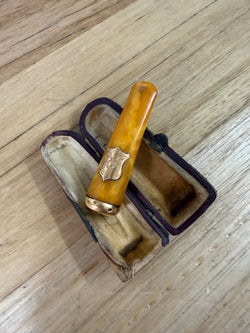 Baltic Amber Cheroot Holder With Gold Trim