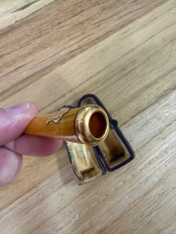 Baltic Amber Cheroot Holder With Gold Trim